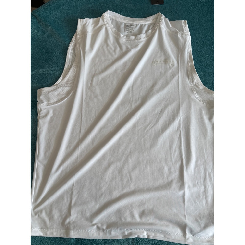 Peloton Essentials Jersey Muscle Tank 280 Mens White Sleeveless Shirt MT00494 L